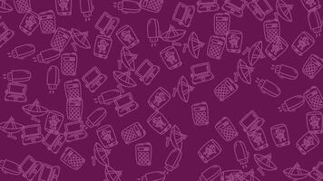 animato tecnologia scarabocchio modello. senza soluzione di continuità ciclo continuo con rotante comunicazione e e-commerce icone video