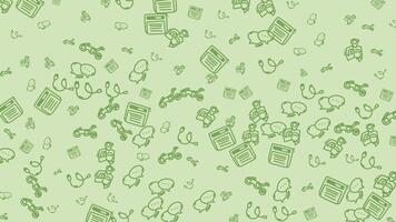 animiert Technologie Gekritzel Muster. nahtlos Schleife mit hüpfen Plaudern, vr, und Webseite Symbole. video