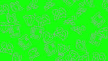 rullning finansiell och företag ikoner i en Loopable mönster på en grön skärm bakgrund video