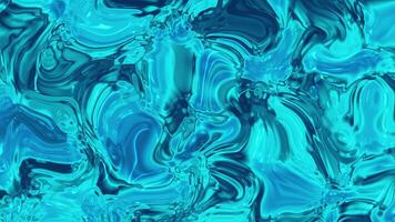 surreale fluente struttura di scintillante turchese acqua o liquido bicchiere, la creazione di un' ipnotizzante astratto sfondo con dinamico leggero riflessi video