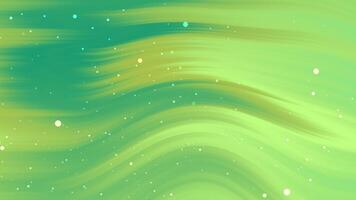 dynamisk abstrakt bakgrund med strömmande grön och kalk vågor och subtil spridd ljus partiklar, skapande en modern och vibrerande konstnärlig rörelse effekt för digital design projekt video