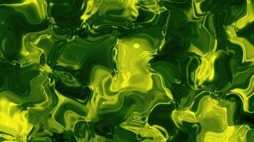 Vibrant abstract liquid background with swirling green and yellow tones, creating a mesmerizing and dynamic surface texture for design concepts video