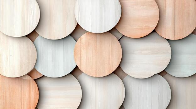 A group of wooden circles arranged in a pattern photo