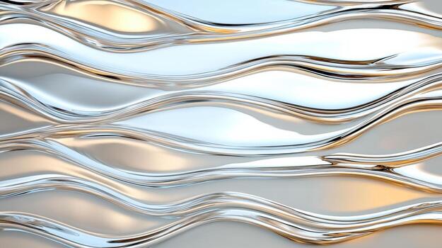 A 3d rendering of a metallic wave pattern photo