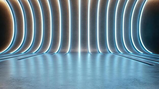 3d rendering of neon lights in a room photo