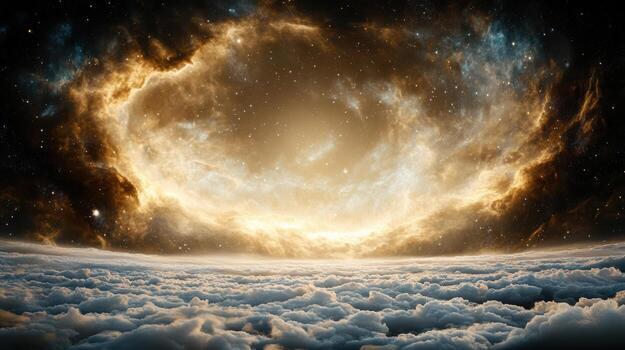 An image of a galaxy in space with clouds photo
