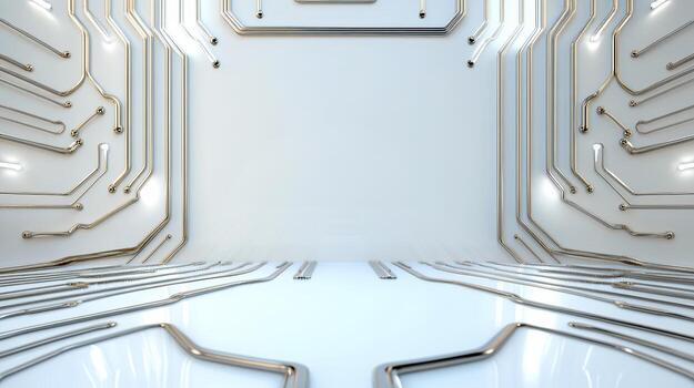 un blanco habitación con un circuito tablero y un ligero foto