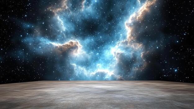 A space scene with a starry sky and a bright nebula photo