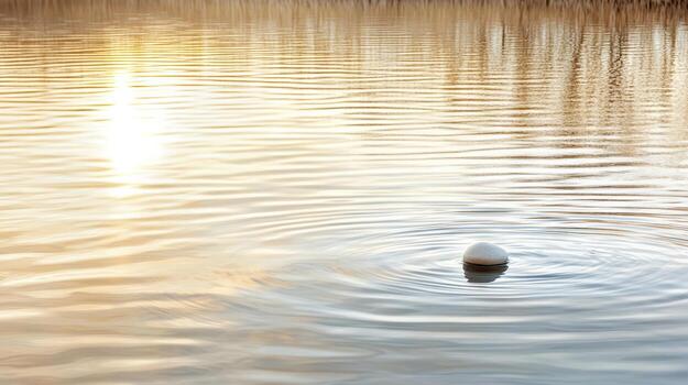 A ball floating in the water at sunset photo