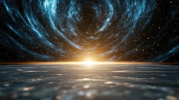 An abstract image of a galaxy with a bright light shining through it photo