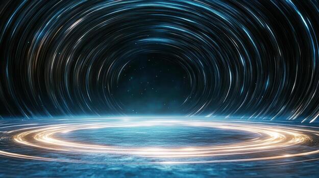 A circular light ring in a dark tunnel photo