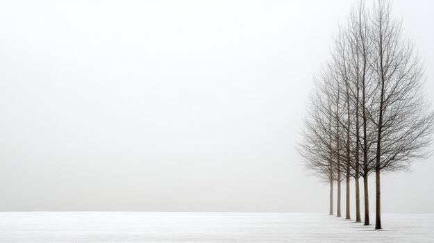 A row of trees in the snow photo