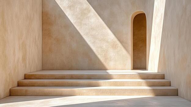 un vacío habitación con un puerta y escalera foto