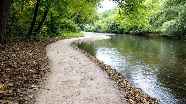 A path that is next to a river photo