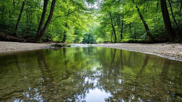 A river running through a forest photo