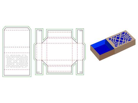 Sleeve drawer display box dieline template With Geometric Pattern Laser cut vector