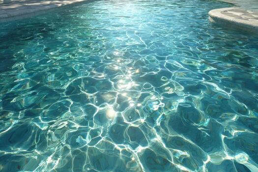 cristal claro agua superficie reluciente debajo luz de sol, creando hermosa reflexiones y patrones, atractivo relajación y tranquilidad en un sereno al aire libre ambiente con Copiar espacio foto
