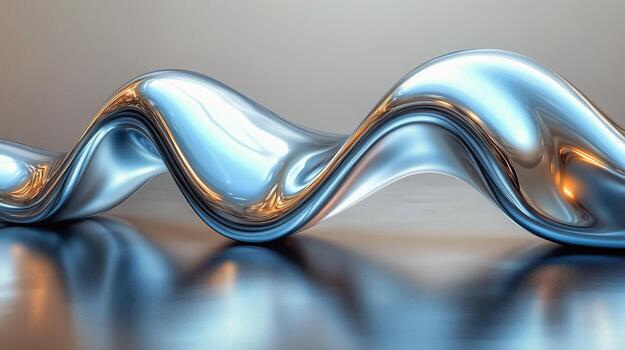 Fluid shapes reflect light in smooth silver waves at dawn. photo