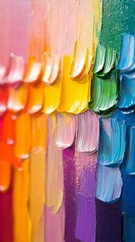 Vibrant paint strokes showcasing a spectrum of colors on a canvas photo