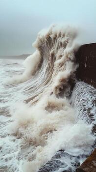 Waves Crashing Against the Cliffs at a Coastal Location During a photo