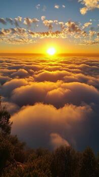 Sunrise Over a Colorful Cloudscape Creating a Serene and Breathtaking Sky View photo