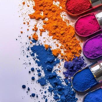 Colorful Powdered Pigments Arranged in a Vibrant Wheel Pattern for Artistic Projects photo