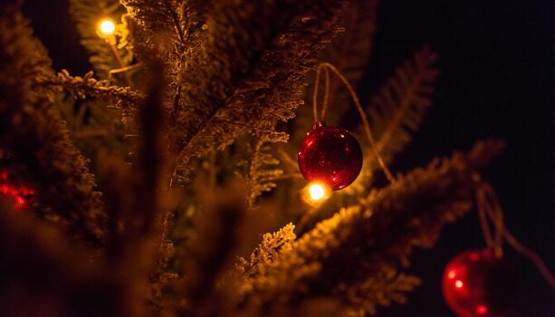 Soft Light from the Fairy Lights Creating a Bokeh Effect in the Depth photo