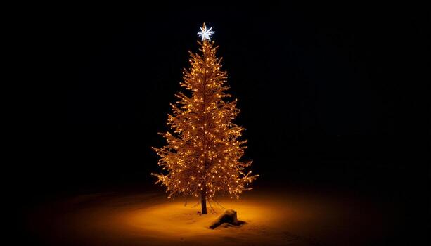 The Subtle Shadow Play of the Tree on the Slightly Illuminated Snow photo
