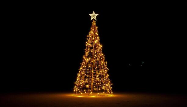 Soft Light from the Tree Spreading a Radiant Halo on the Snow photo