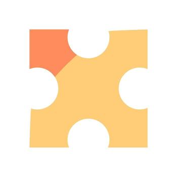 Flat jigsaw puzzle piece graphic with fun and playful style. Bright toy element for boardgame or table game. A symbol of childhood and entertainment, perfect for children hobby activities. vector