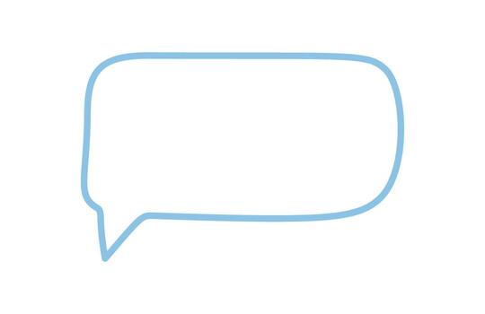 Hand drawn organic speech box outline with round rectangle shape creates a chat balloon template. Conversation and message textbox for modern communication, blue color, simple outline design. vector