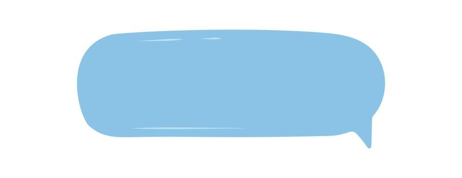 Organic hand drawn chat bubble box with doodle and icon style. Blue speech textbox with message for conversation in rectangle format, modern element for creative communication. vector