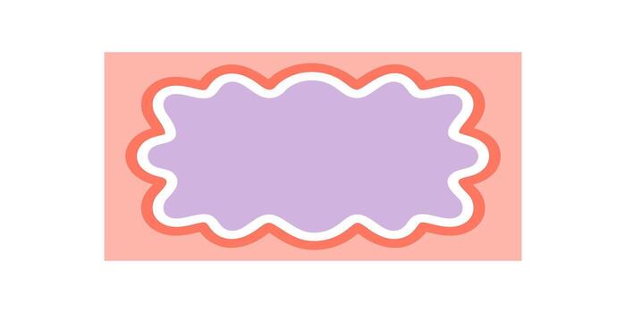 Groovy funky wavy rectangle border frame in pastel peach and purple. Retro pop background with doodle style lines and bold shape accents. Y2k graphic in an abstract border format for creative vector