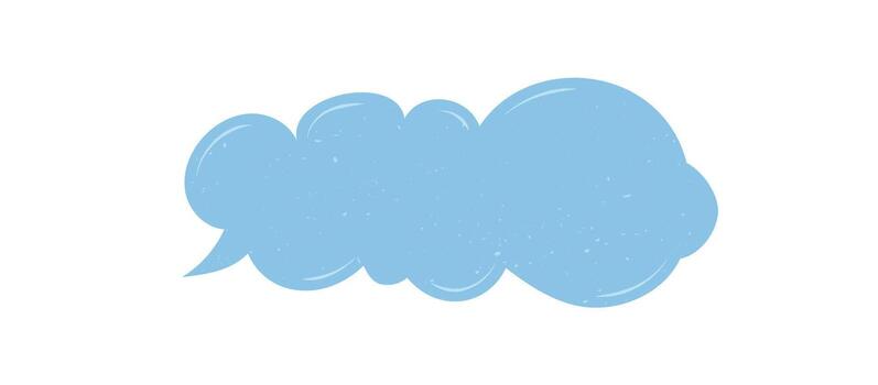 Rough organic cloud patch with hand drawn texture. Blue speech bubble box as chat message, unique patch for graphic communication or creative dialogue element, perfect for modern comment concept. vector