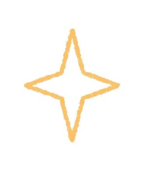 Crayon outline star icon with yellow sparkle effect. Festive firework element shines as a magic burst. Decorative pattern and unique outline for celebration or holiday themed concept. vector