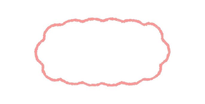 Groovy crayon scallop rectangle border outline in playful retro style. Hand drawn doodle frame with chalk texture creates a y2k background and label for modern graphic projects. vector