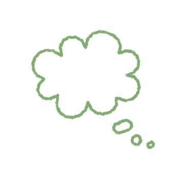 Green crayon outline forms a cloud speech bubble icon. Chat and think bubble conveys message and conversation idea in a playful style. Perfect for dialogue, communication, or word artwork. vector