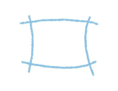 Blue crayon rectangle outline border frame with blank box. Banner label as textbox space for text, hand drawn border background for creative or decorative use in minimalist style. vector