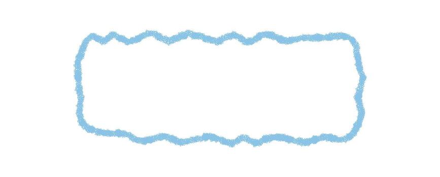 Blue crayon rectangle with squiggle outline frame and organic box form. Simple sketch textbox border as playful background for text. Blank template with artistic texture and hand drawn style. vector