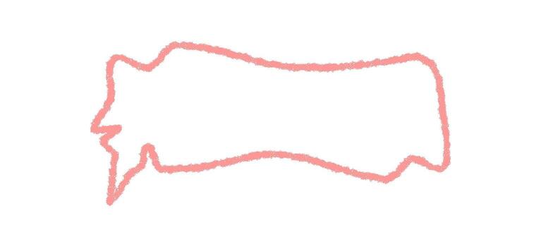 Chalk squiggle talk bubble contour as a rough rectangle textbox. Speech message label for communication in a pink graphic with soft circle line and talk design. Ideal for modern message or comment vector