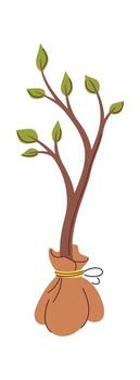 Tree sprout wrapped in sack vector