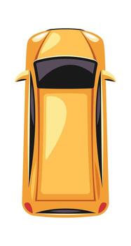 Minivan orange car top view vector