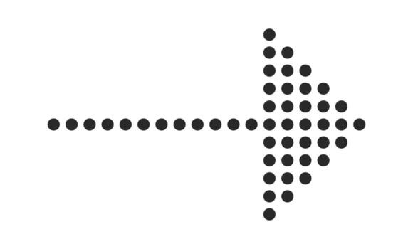 Thin dashed arrow directing right vector