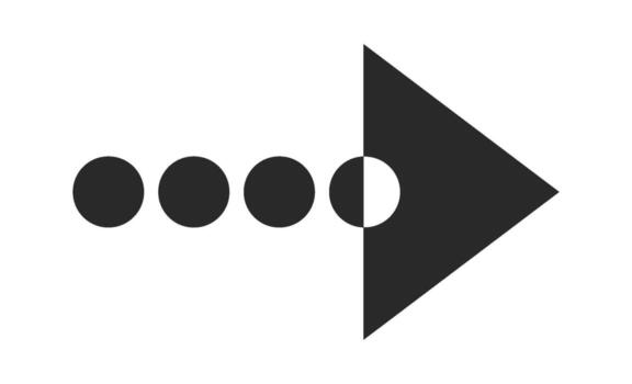 Dotted triangular arrow right pointer vector