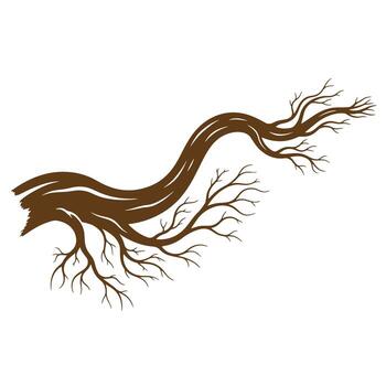 Brown tree branch vintage art on white background isolated for design elements vector