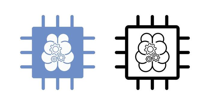 Glass brain ai icon featuring a transparent brain chip with visible gears inside. Perfect for representing explainable artificial intelligence, neural transparency, and interpretable ai system design. vector