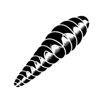 A black and white graphic of a cone shaped object comprised of layered shapes vector