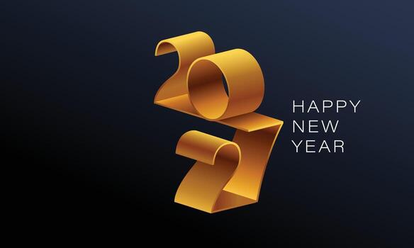 Happy new year 2027 with 3D retro gold color design template. vector
