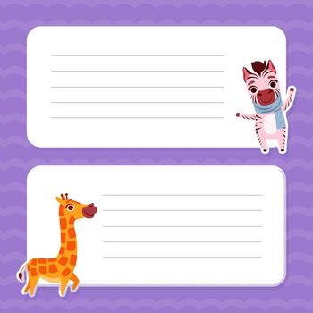Cute Page for Notebook with Zebra and Giraffe Set vector