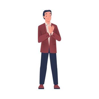Man Character Standing and Clapping His Hands as Applause and Ovation Gesture Illustration vector